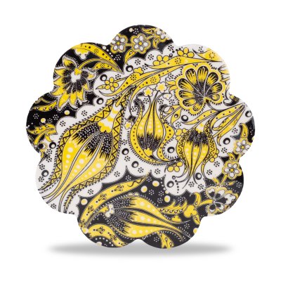 Kütahya El İşçiliği Çini & Seramik  desenli çaydanlık altı. 18 cm.