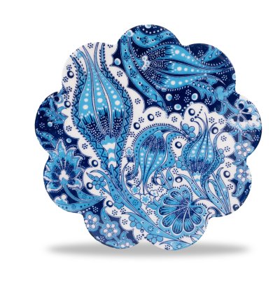 Kütahya El İşçiliği Çini & Seramik  desenli çaydanlık altı. 18 cm.