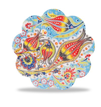 Kütahya El İşçiliği Çini & Seramik  desenli çaydanlık altı. 18 cm.