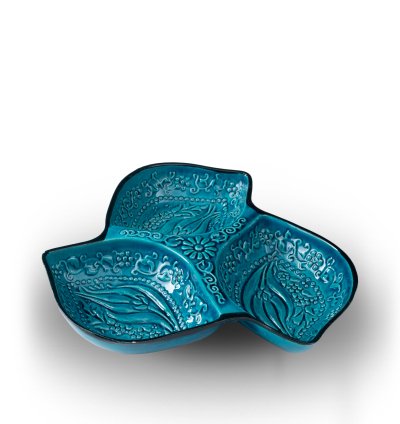 Kütahya El İşçiliği Çini & Seramik üçlü yaprak çerezlik.