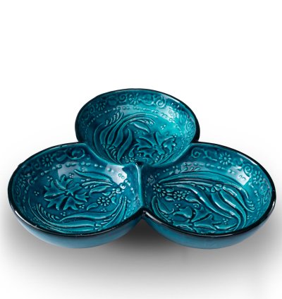 Kütahya El İşçiliği Çini & Seramik üçlü yaprak çerezlik