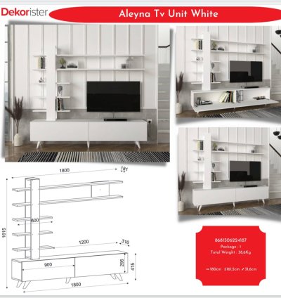 ALEYNA TV ÜNİTESİ BEYAZ