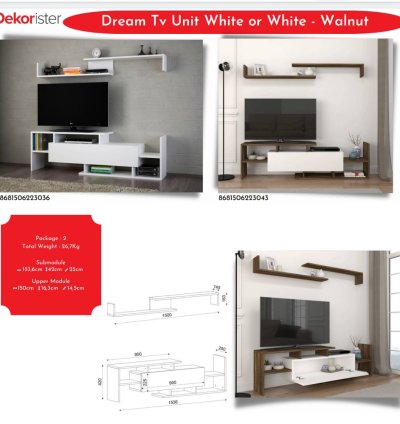 DREAM TV UNIT WHİTE OR WHİTE WALNUT