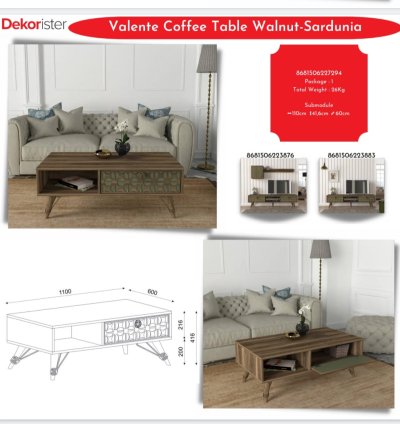 Valente Sehpa Ceviz-Sardunya