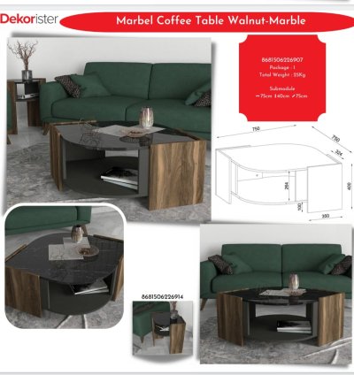 طاولة مرمرية خشب الجوز - مرمر