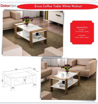 طاولة إيريكا البيضاء - خشب الجوز