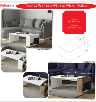 Doodle Kahve Sehpası Beyaz-Cordoba