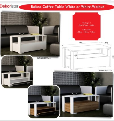 طاولة بالينا البيضاء أو البيضاء - خشب الجوز