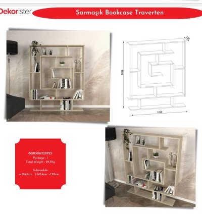 Sarmaşık Bookcase Traverten