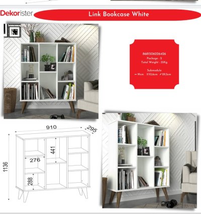 Link Kitaplık Beyaz