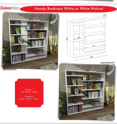 Handy Bookcase White or White-Walnut