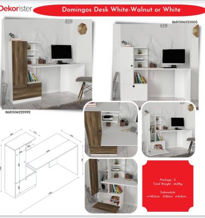 Domingos Desk White-Walnut or White