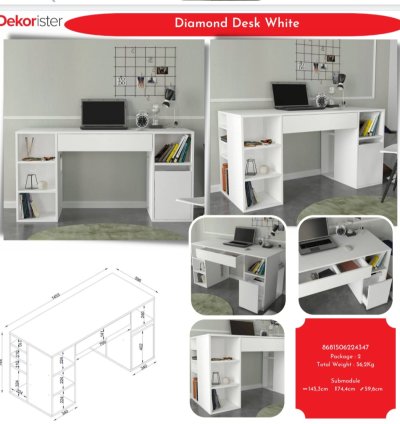 Diamond Desk White