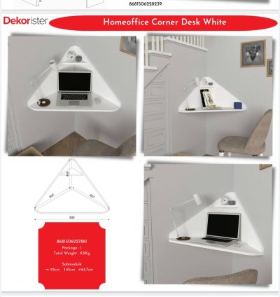 Homeoffice Köşe Çalışma Masası Beyaz