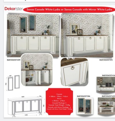 Sansa Console White-Lydia or Sansa Console with Mirror White-Lydia