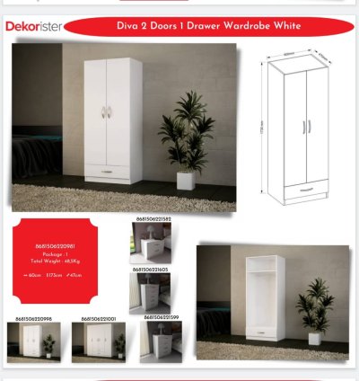 خزانة ملابس ديفا ذات البابين ودرج واحد