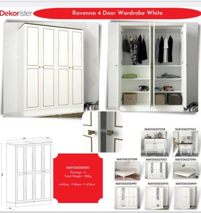 خزانة ملابس رافينا ذات الأربع أبواب