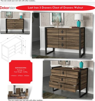 Lost Iron 3 Çekmeceli Şifonyer