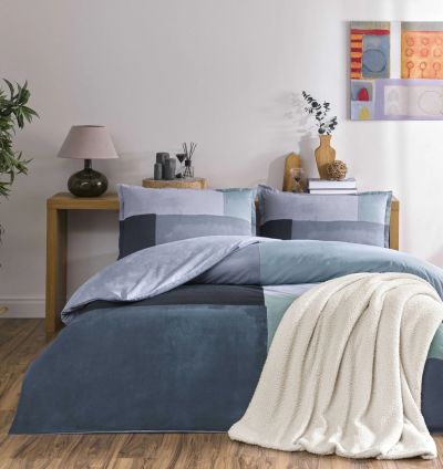 Taç Larive Ranforce Single Winter Set with Blanket - Blue
