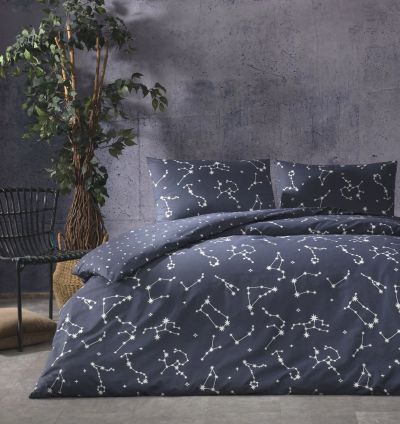 Taç Lonny Ranforce Single Duvet Cover Set - Navy Blue
