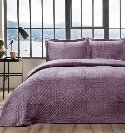 Taç Alvin Double Bedspread Set – Plum (Mürdüm)