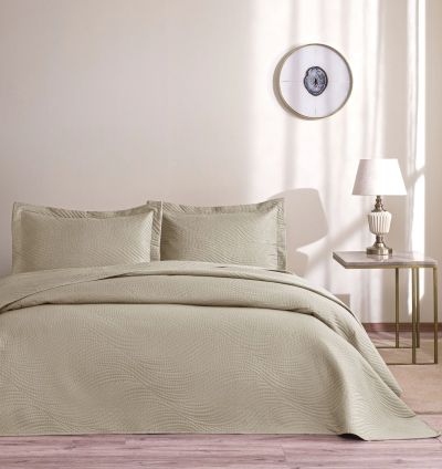 Taç Harlow Single Bedspread Set – Stone (Taş)