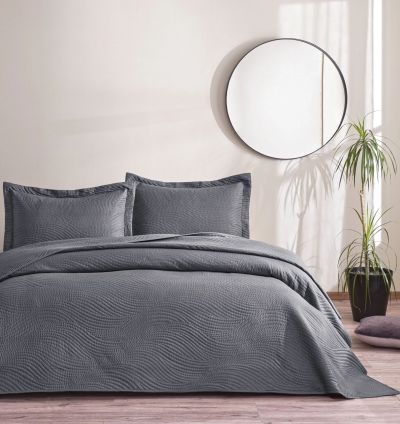 Taç Harlow Double Bedspread Set – Anthracite