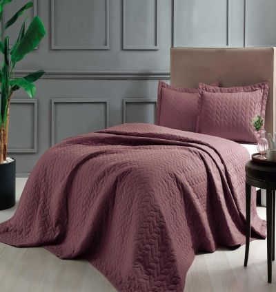 Taç Glory Double Bedspread Set – Burgundy