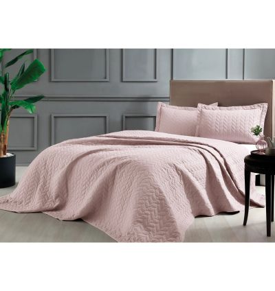 Taç Glory Double Bedspread Set – Powder Pink