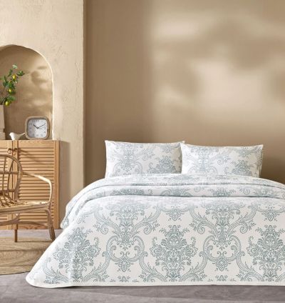 Taç Printed Bovary Double Bedspread Set - Blue
