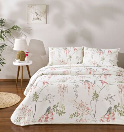 Taç Printed Fiesta Single Bedspread Set - Pink