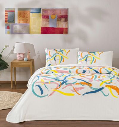 Taç Printed Zest Double Bedspread Set - Orange