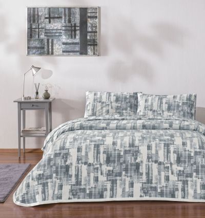 Taç Printed Jamie Single Bedspread Set - Gray