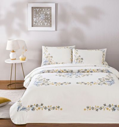 Taç Printed Charmy Double Bedspread Set - Green