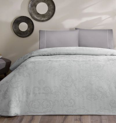 Taç Jacquard Tresor Single Bedspread Set - Gray
