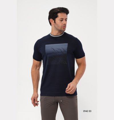 UTES Navy Printed Men's T-Shirt 014203