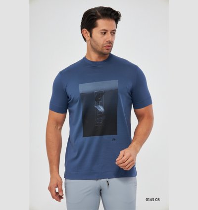 UTES Blue Printed Men's T-Shirt 014308