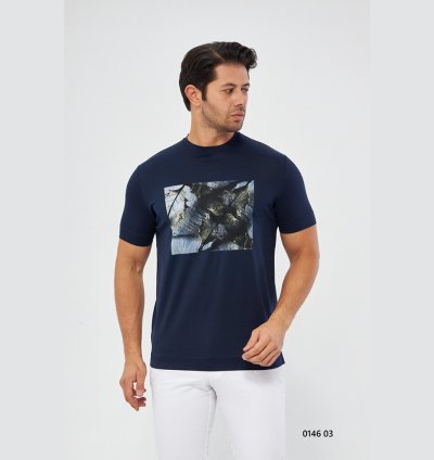 UTES Navy Printed Men's T-Shirt 014603