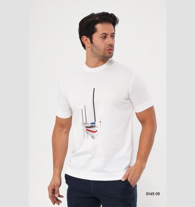 UTES Beyaz Baskılı Erkek T-Shirt