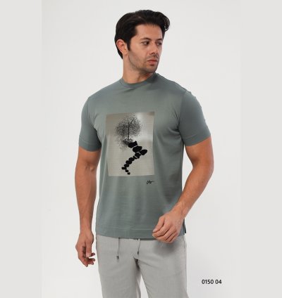 UTES Gri Baskılı Erkek T-Shirt – 015004