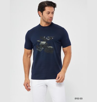 UTES Lacivert Baskılı Erkek T-Shirt – 015303