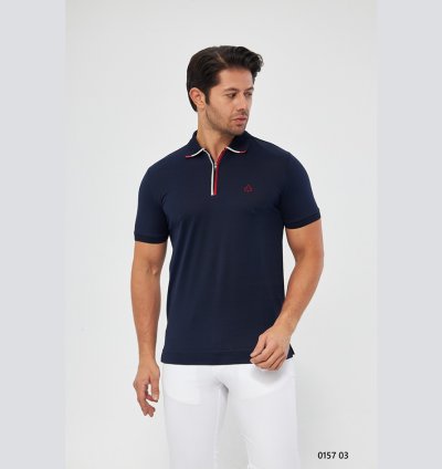 UTES Lacivert Baskılı Yakalı Erkek T-Shirt – 015703